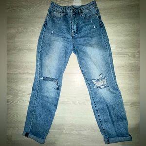 Blue ripped boyfriend jeans